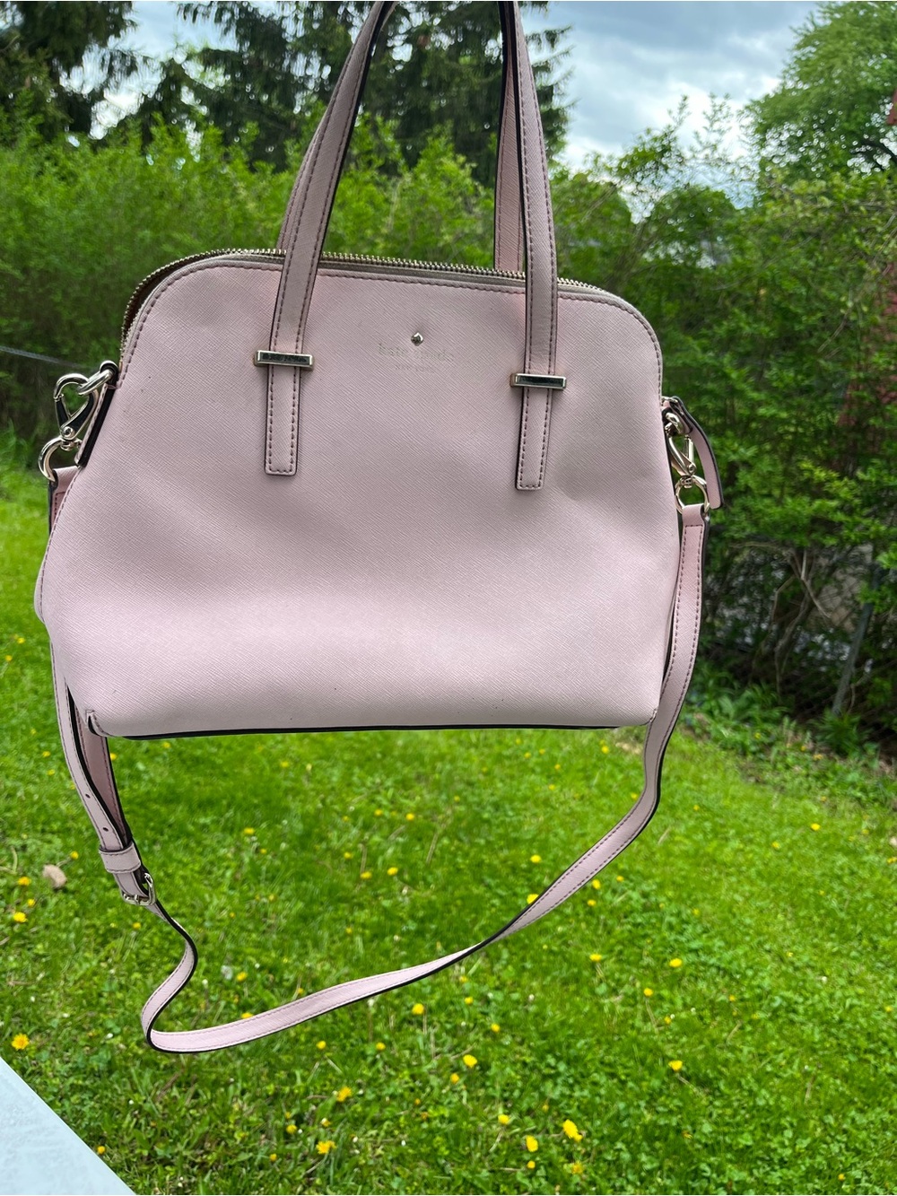 kate spade Blush Pink Leather Satchel with Detachable Strap